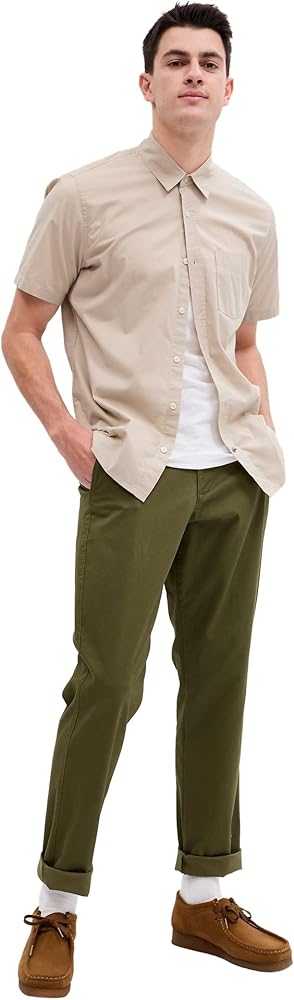 GAP Men's Short Sleeve Stretch Poplin Slim Fit