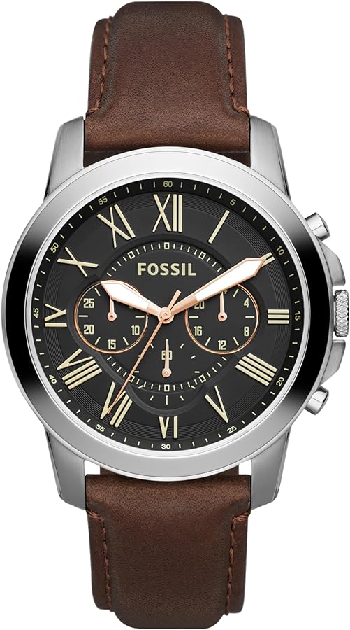 Fossil Grant Men's Watch with Chronograph or Automatic Display and Genuine Leather or Stainless Steel Band